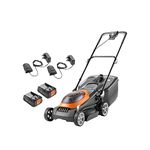 Flymo 36V UltraStore 380R Cordless Lawnmower Kit - x2 18V Power For All Battery and Charger included, 38cm Cutting Width, Striped Lawn Finish, Close Edge Cutting, 45L Grass Box