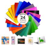 EPRCUT Permanent Vinyl Sheets, 12" x 12" Adhesive Vinyl Bundle, Permanent Vinyl for All Cutting Machine Craft Cutter, Party Decoration, Sticker, DIY Mug, Home, Decals, 24 Color