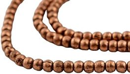 4mm Round Copper Beads - Full Strand of African Metal Spacer Beads - The Bead Chest