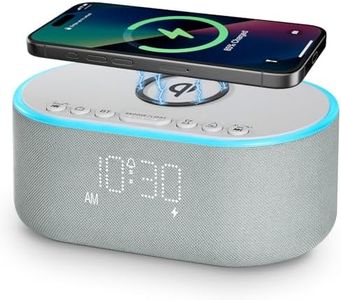 Odokee Wireless Charging Alarm Clock Radio: Qi Certified Fast Wireless Charger for iPhone Samsung - 10W Stereo Bluetooth Speaker - Dimmable Digital Clock with FM Radio for Bedroom Cloud Blue