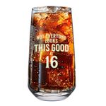 16th Birthday Gift Glass Mug Funny Printed Drinking Present for Men Women Age 16 Year Old Gift Idea Keepsake Happy Birthday - 480ml