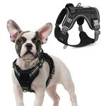 rabbitgoo Dog Harness No Pull, Military for Small Breed with Handle & Molle, Easy Control Service Vest Training Walking, Adjustable Reflective Tactical Pet Harness, Black, S