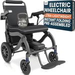 Vive Lightweight Electric Wheelchair for Adults - Foldable Power Wheel Chair - Collapsible, Folding, Ultralight, Motorized, Light Weight Portable Travel Senior Mobility Aid - Weighs 42 lbs