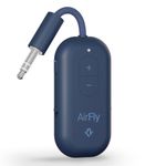 Twelve South AirFly Pro 2 Bluetooth 5.0 Transmitter/Receiver for TV/Airplane to 2 Wireless Headphones – Wireless Adapter for AirPods, Airplane, Car, Gym, Use with Any 3.5 mm Audio Jack, Coastal Blue