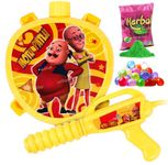 Zest 4 Toyz Holi Pichkari Water Gun for Kids Boy Girl Powerful High Pressure Tank Spray with 1 Pkt Herbal Gulal & 100 Balloon, Motu PATLU (Bow Tank)