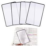 4 Pcs Flat Magnifier Lay on Page 3X Magnifying Sheet for Reading Page Magnifier Bookmark Flexible Plastic Magnifier Lenses for Reading Small Print, Books, Maps, Patterns(7'' x 4.7'')