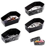 16pcs Coffin Serving Tray, 4 Styles Halloween Paper Tray Coffin Bowl Coffin Plates Halloween Snack Tray Halloween Food Containers Halloween Tray for Delicatessen Food Party Supply Decoration