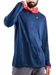 ComicSense.xyz Unisex Jujutsu Kaisen Anime Full Sleeves T Shirts for Men and Women, Hooded Neck Uniform Tshirt - Medium Navy Blue