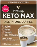 VitaCup Keto Max Dark Roast Coffee Pods, Ketosis & Energy, Butter, MCT Oil, Turmeric, B Vitamins, D3, All-In-One Keto Recyclable Single Serve Pod Compatible w/Keurig K-Cup Brewers,18 Ct