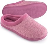 HomeTop Women's Knit Memory Foam Slippers Warm Soft House Shoes with Anti-slip Sole (5-6, Fushcia)
