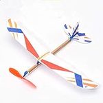 NUOBESTY Toys 3pcs Glider Plane Rubber Band Powered Helicopter STEM Educational Project for Prize Reward Birthday Party Favor (Random Pattern) Rubber Band Kit