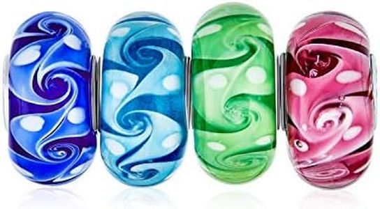 Bling Jewelry Vetro Di Murano Multi Colore Mix Bundle Set Di 4 Distanziatore Perlina Adatta Europeo Oceano Onda Vortice Fascino Per Donne Teen .925 Sterling Silver Adatto Bracciale Europeo
