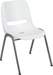 Flash Furniture HERCULES Series 880 lb. Capacity White Ergonomic Shell Stack Chair with Gray Frame