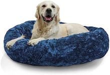 Best Friends by Sheri The Original Calming Donut Dog and Cat Bed in Lux Fur, Navy Blue, Large, 36x36