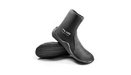 Tilos TruFit Dive Boots, First Truly Ergonomic Dive Boots, Available in 3mm Short, 3mm Titanium, 5mm Titanium, 5mm Thermowall, 7mm Titanium (Men 8 / Women 9, 7mm Tall Puncture Resistant Boot) Black