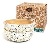 Jungle Culture® Bamboo Bowls Set of 2 • Wooden Bowl for Dry Food & Cereal • Decorative Salad Serving Bowls • Pasta, Snacks, Popcorn, Fruit, Potpourri