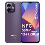 Unlocked Cell Phone NFC, Ulefone Note 16 Pro Smartphone, 12GB+128GB, Octa-Core Processor, Android 13, 50MP+2MP+8MP, 6.52” HD+, 4400mAh/OTG, Face Unlock/Fingerprint ID/GPS, Dual 4G LTE Mobile - Purple