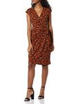 Amazon Essentials Women's Classic Cap Sleeve Wrap Dress (Available in Plus Sizes), Brown Floral Print, L