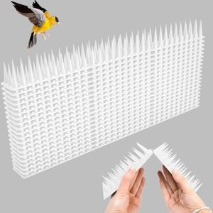 SLTAXAR 20 Pezzi Dissuasori per Piccioni Plastica 8.6M Dissuasori per Uccelli o Gatti Scaccia Piccioni Repellente per Uccelli da Esterno, 43 x 4 cm x 3,3 cm, 3 File (Bianco)