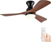 OMYU Ceiling Fans with Lights, 42 inch Low Profile Ceiling Fan with Light and Remote Control, Modern Flush Mount Ceiling Fan for Bedroom Farmhouse Indoor Outdoor, Quiet DC Motor(Not Solid Wood)