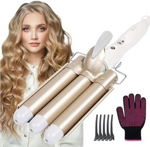 flintronic Hair Curler, 3 Barrels Curler Ceramic Curling Iron Wand Hair Wavers with Two Gear Temperature Control, 25mm Curling Tongs Crimping Bubble Styling Tool