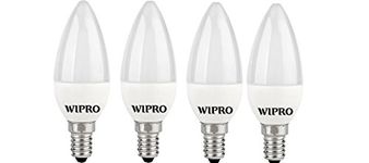 wipro Garnet 3W Frosted Candle Bulb |Cool Day White (6500K)|E14 Base|For Chandeliers & Decorative Lights|4Kv Surge Protection |440V High Voltage Protection |Energy Efficient |Pack of 4, LED