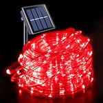 JMEXSUSS Solar Rope Lights,200 LED 66ft 8 Modes Solar Rope Lights Outdoor Waterproof LED Red Fairy Lights for Christmas Tent Gazebo,Trampoline,Walkway,Pool