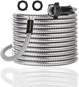 Yanwoo 304 Stainless Steel 20 Feet Garden Hose with Female to Male Connector, Water Hose, Metal Hose, Outdoor Hose (20ft)