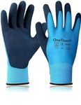 A406 6 Pairs Blue Waterproof Fully Latex Coated Nylon Safety Work Gloves Heavy Duty Grip Gloves Winter Gloves Builder Gloves (Large/9)