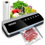 Pskang Vacuum Sealer Machine One-Touch Vacuum Sealer with Bags Rolls Storage and Cutter Automatic Air Sealing System with Vacuum Seal Bags and 1 Roll (11"x16')）