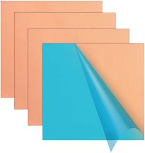 HNBun 4PCS Copper Sheet, 6'' x 6'', 24 Gauge(0.02inch Thick), Double-Sided Attached Film Plates for Jewelry, Handmade Pure Artworks, Repairs, Enameling, Electrical, No Scratches