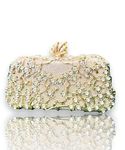 BLUE BEADS Small Crystal And Metal Elegant Rhinestone Clutch Evening Purse Night Party Clutch For Wedding Cocktail Party And Special Occasions (Rose Gold, Women's)