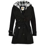 A2Z 4 Kids Kids Girls Overcoat Double Breasted Hooded Trench Coat - Jacket 007 Black 11-12