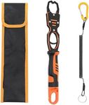Tanzoii Fish Lip Gripper - 12.4" Aluminum Alloy Fish Grabber, Corrosion-Resistant Fish Holder for Saltwater, Max. 40lbs Scale with Non-retraction Jaws, Fishing Gear, Orange