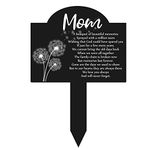 Roowest Memorial Stakes Cemetery Grave Decorations Acrylic Grave Plaque Stake Markers Sympathy Garden Stake Waterproof for Gift Cemetery Outdoors Yard(Mom)