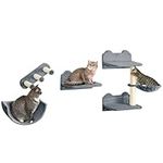 PawHut Cat Wall Climber with Hammock, Scratching Post, 3 Steps, Jumping Platforms, Cat Wall Shelves for Relaxing, Sleeping, Climbing, Cat Wall Furniture for Indoor Cat - Grey