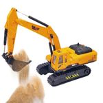 PLUSPOINT Musical Excavator Truck Toy for Kids with Light and Music 360 Rotating Moveable Arm Friction Power Crawling Toy Truck with Light & Sound, Construction Vehicle for 3+ Yrs Kids, Yellow