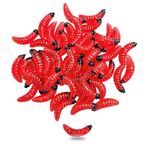 50Pcs 1Inch Silicone Soft Maggot Worm Soft Artificial Bread Worm Fishing Lure (Red)