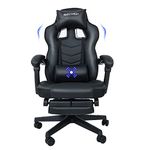 PULUOMIS Video Gaming Chair Massage for Adults with Footrest Computer Desk Chair PU Leather 150° Reclining High Back Support Office chair for Home with Headrest Lumbar Pillow (Black)