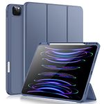 Vobafe Case for iPad Pro 12.9 Case 6th/5th/4th/3rd Generation, TPU Flexible Back Cover with Pencil Holder for iPad 12.9 Pro 2022/2021/2020/2018, Support Pencil 2 Charging, Blue Grey