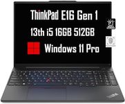 Lenovo ThinkPad E16 Business Laptop (16" FHD+ Display, Intel 13th Gen i5-1335U, 16GB RAM, 512GB SSD), Backlit Keyboard, Fingerprint Reader, FHD Webcam, Ethernet, Wi-Fi 6, Win 11 Pro, Black, 2024