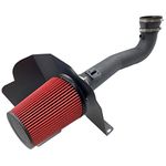 4-Inch Cold Air Intake Kit with Heat Shield + Filter Compatible for Silverado 1500 14-18; Sierra 1500 14-18; for Cadillac Escalade Suburban Yukon Tahoe 15-20 5.3L 6.2L V8 (Black Tube & Red Filter)