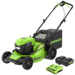 Greenworks 2 x 24V (48V) 20" Brushless Push Mower, (2) 4Ah USB Batteries and 4A Dual Port Charger, Green, MO48L4210