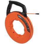 KLEIN TOOLS 56382 Fish Tape, Multi-Groove Fiberglass Wire Puller with Nylon Tip, Optimized Housing and Handle,Orange/Black, 15 m