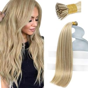 Sunny Hair I Tip Hair Extensions Human Hair Blonde Highlight Itip Hair Extensions Golden Highlight Medium Blonde I Tip Human Hair Extensions Remy Itips Straight 18inch 50g 60s