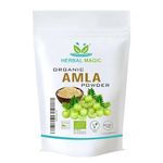 Herbal Magic's Organic Amla Powder (Indian Gooseberry)-Natural Dried (Seedless)-Vibrant Smoothies, Shakes - Hair Mask-Free from Fillers & Preservatives-OF&G UK Certified 100g pack 1