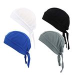 GUIFIER 4 PCS Outdoor Sports Head Wrap Sweat Wicking Beanie Breathable Mesh Cycling Hat Skull Caps Cycling Bandana Under Helmet Headband Pirate Hat Bandana Cooling Helmet Liner Motorcycle Biker Cap