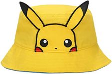 Pokemon Pikachu Big Face Unisex Adult Bucket Hat with 3D Plush Yellow