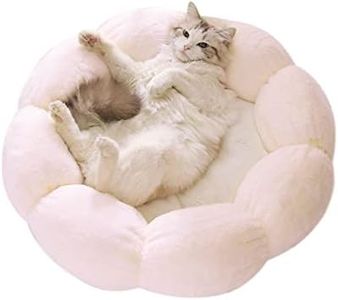 Life'bea Anti Skid Cute Cat Bed for Both Cats and Small Dogs - Calming Cat Beds Made from Rabbit Velvet Fabric and Stuffed with Soft Cotton for Warm and Comfort Feel Machine Pet Bed - Light Pink,Small