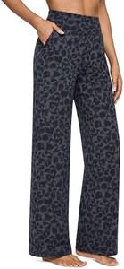 G4Free Women Wide Leg Pants High Waist Stretch Yoga Pants with Pockets Loose Casual Sweatpants(Gray Leopard,XL,Petite)